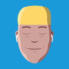Character for your project. Cartoon vector illustration design. Smiling boy with headphones. Male listening music.