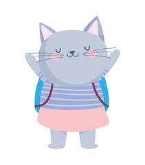 back to school education cute cat with backpack cartoon