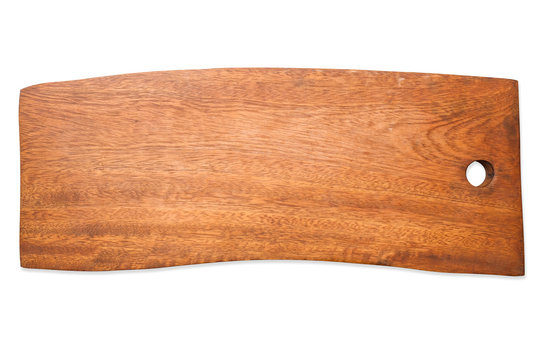 Wooden Chopping Block On The White Background Isolated With Clipping Path