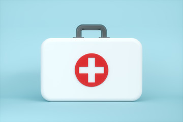 Obraz premium Medical kit and emergency medical equipment with white background,3d rendering.