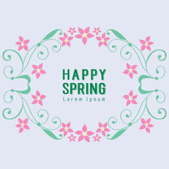 Antique Pattern of leaf and wreath frame, for happy spring greeting card design. Vector