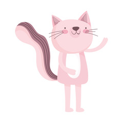 pink cat feline cartoon on white background