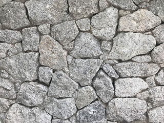 Beautiful coarse gray granite stone wall