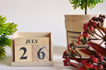 July 26, Vintage natural calendar.