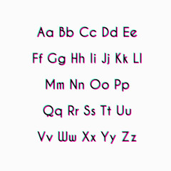 font with 3d glitch effect