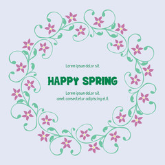 Element design of leaves and wreath frame, for happy spring poster design. Vector