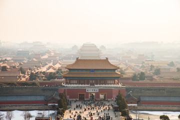 Forbbiden City Beijing , Imperial Palace Museum, in the afternoon with air pollution (China)