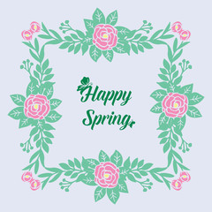 Leaf and pink floral Ornament frame, for elegant happy spring invitation card decoration pattern. Vector