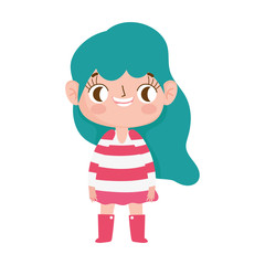 little girl with striped dress expression facial