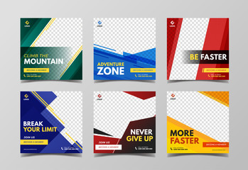 Extreme sport banner template for social media post, web banner and flyer