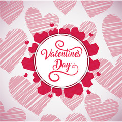 Naklejka premium Happy valentines day hearts circle vector design