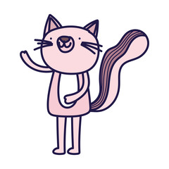 pink cat feline cartoon on white background
