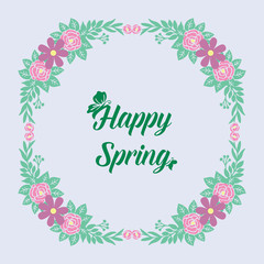 Template for happy spring greeting card design, with beautiful of leaf and floral frame concept. Vector