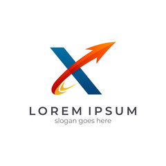Arrow letter X logo design, creative letter mark suitable for company brand identity, business chart/graph logo template