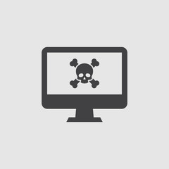 Vector Computer With Virus Icon