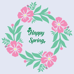 Elegant ornate of leaf and wreath frame, for happy spring greeting card design. Vector