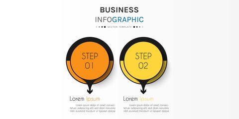 Business infographic element with 2 options, steps, number vector template design