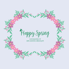 Beautiful frame with seamless of leaf and flower decoration, for happy spring invitation card design. Vector