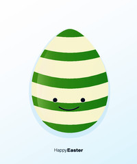 Smiling Happy Easter Egg Stripe Green