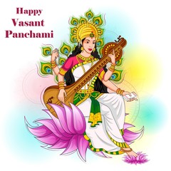 Obraz na płótnie Canvas vector illustration of Vasant Panchami Saraswati Puja Indian festival background