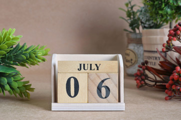 July 6, Vintage natural calendar.
