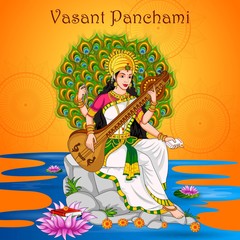 Obraz na płótnie Canvas vector illustration of Vasant Panchami Saraswati Puja Indian festival background