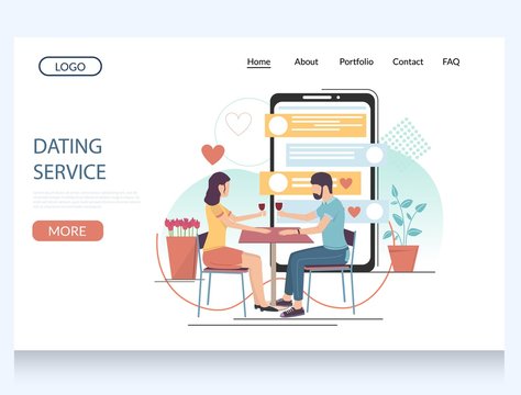 Dating service vector website landing page design template