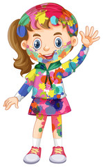 Cute girl with watercolor splash on her body
