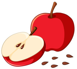 Red apples with many seeds