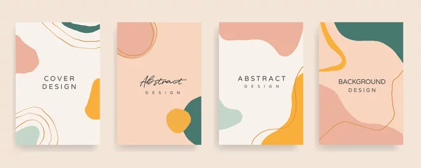 Foto op Aluminium Social media stories and post creative Vector set. Background template with copy space for text and images design by abstract colored shapes,  line arts , Tropical leaves  warm color of the earth tone © TWINS DESIGN STUDIO