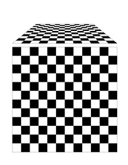 perspective and 2d drawing black and white checkerboard tile floor