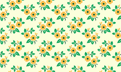 Unique floral pattern design background for spring, with leaf and flower cute decor.