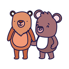 little teddy bear and bear cartoon character on white background