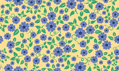 Cute template for spring, with seamless leaf and flower pattern background design.