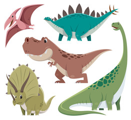 Vector illustration of Cartoon Dinosaur Character Set