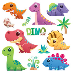 Vector illustration of Cartoon Dinosaur Character Set © sararoom