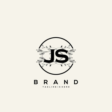 JS Initial Letter Flower Logo Template Vector