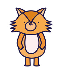 cute fox forest animal cartoon character on white background
