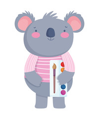 back to school education cute koala with palette color