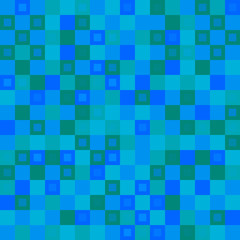 Wicker tile of light blue intersecting rectangles and pastel bricks.