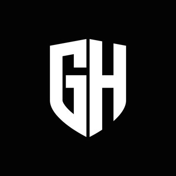 GH logo monogram with shield shape design template