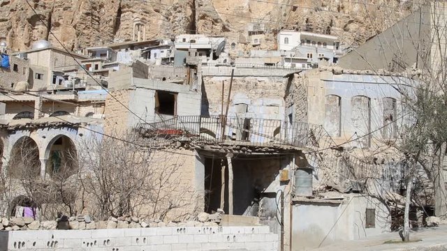 War devastation in the town of Maaloula, Syria