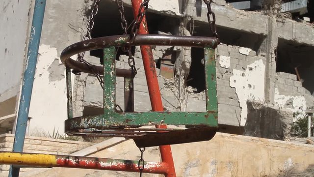 War devastation in the town of Maaloula, Syria