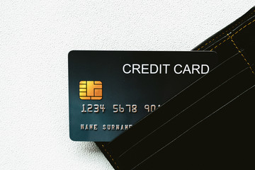 Credit card in wallet, Business finance and technology concept.