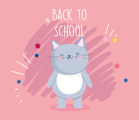back to school education cute gray cat cartoon poster