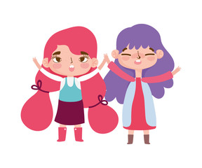 little girls cartoon character gesture facial expression