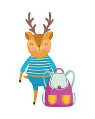 back to school education cute deer and bag cartoon