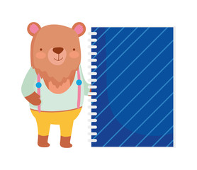 back to school education cute bear with notepad creative