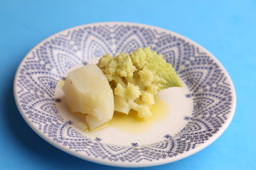 romanesco vegetable dish in color background
