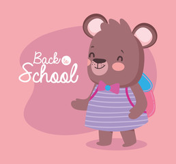 back to school education cute bear female with backpack